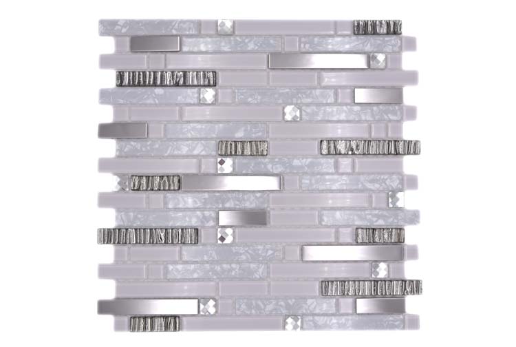 Mosaïque verre+mix blanche 29,8 x 30,4 cm