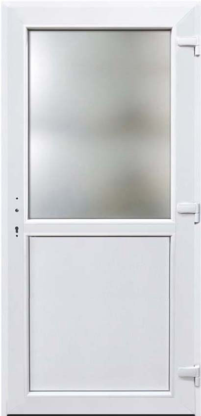 Buitendeur halfglas PVC mat glas wit rechtstrekkend op maat