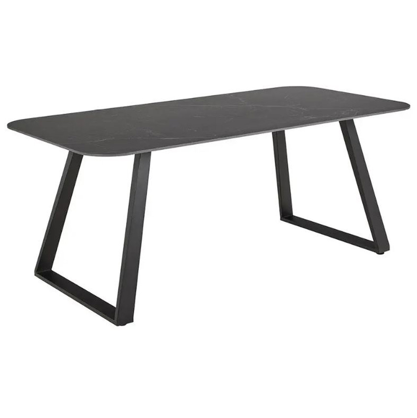 Eetkamertafel Etna keramiek zwart 90x180cm + rechte poten zwart