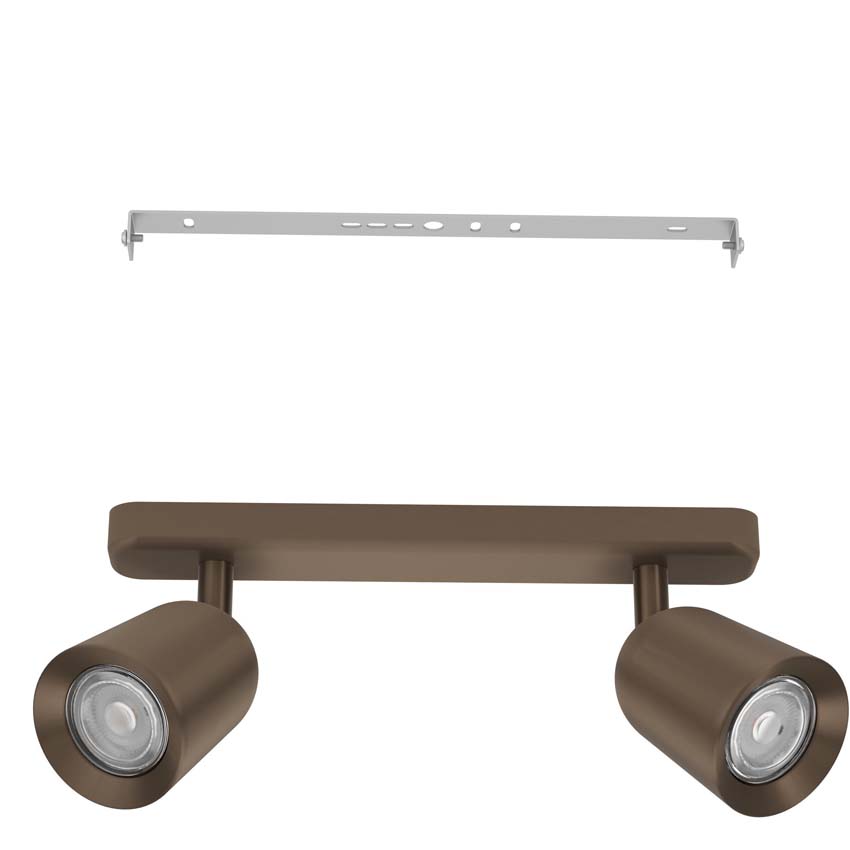 Opbouwspot - Brons - L18xH11cm - Dimbaar - GU10 - 2x5W