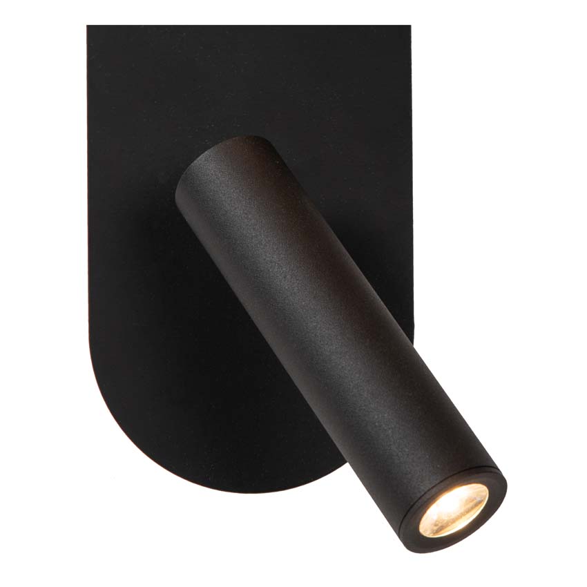 Lucide KELLY - Lampe de chevet / Applique mural - LED - 1x3,5W 3000K - Noir