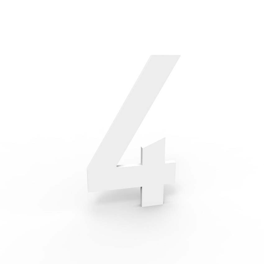 Numéro de maison 4 eSafe en aluminium blanc 10cm / épaisseur 1,5mm