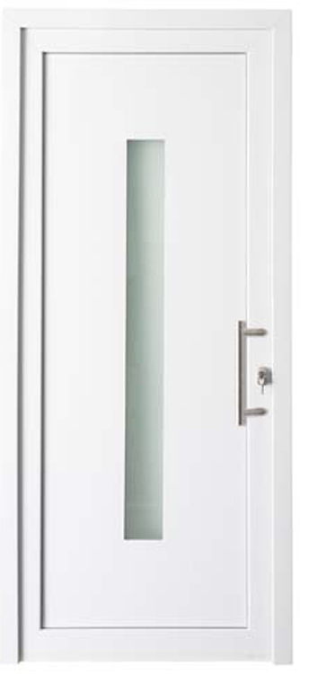 Buitendeur verticale ruit PVC wit rechtstrekkend op maat