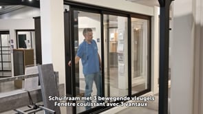 Schuifraam Belio Alu RAL7016 antra - 3 vleugels / 3 rails maatwerk Schuifraam Belio Alu RAL7016 antra - 3 vleugels / 3 rails maatwerk