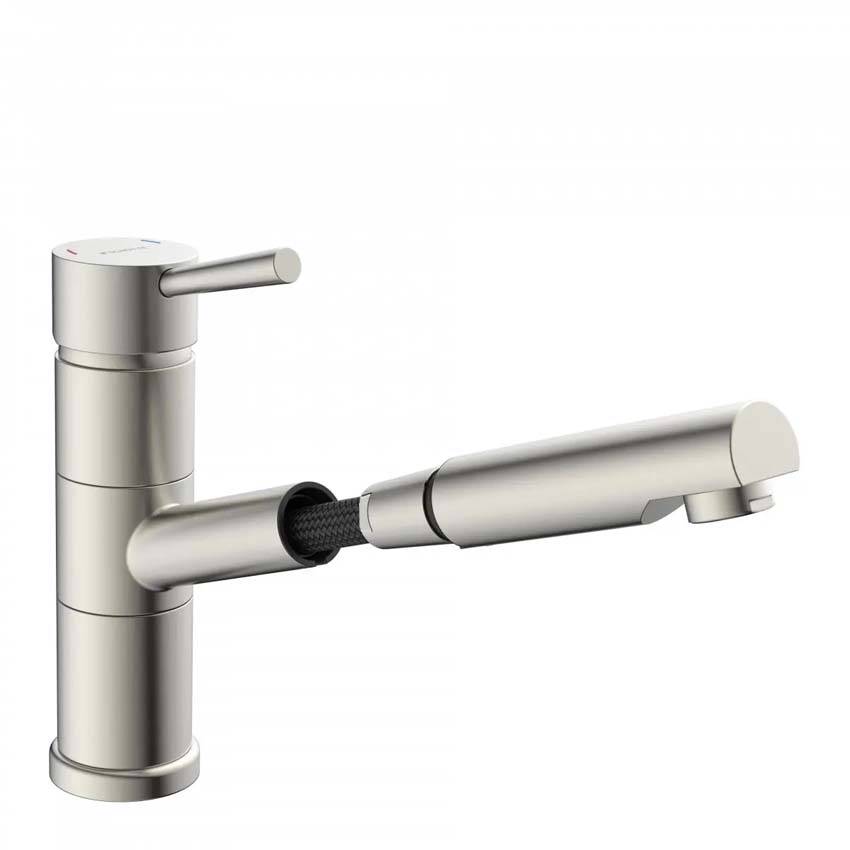 Robinet de cuisine Unai inox-look avec bec extractible