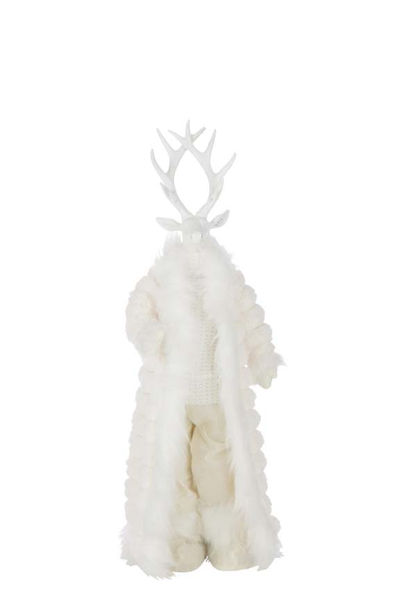 Figurine cerf debout avec manteau blanc 26x15x76cm