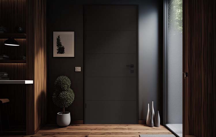 Porte extérieure bois Ebro meranti noir 980x2180mm ouvrant à gauche