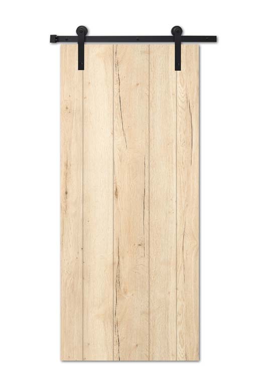 Porte coulissante simple complète Realwoord Oak 93x211,5cm + rail noir