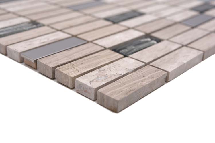 Mozaïek glas mix hout/wit rechthoekig 29,8 x 30,4 cm