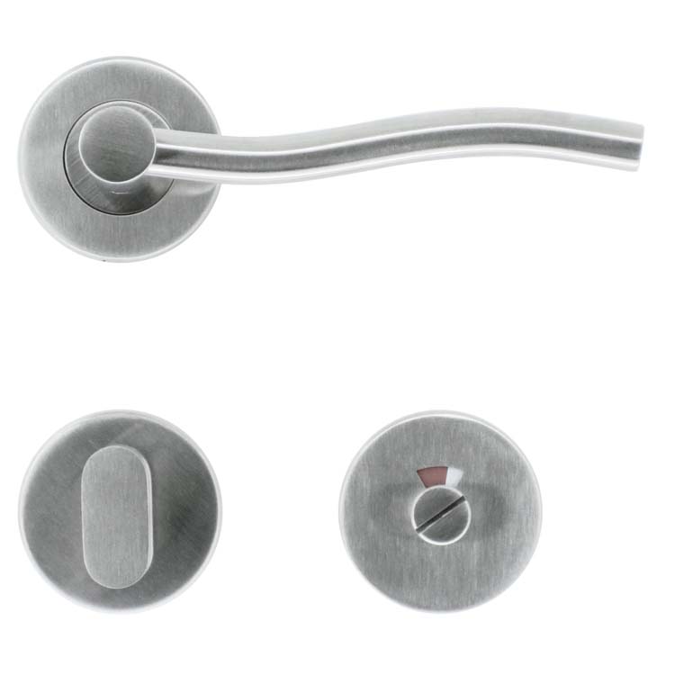 Poignée de porte pro gubbio courbé inox plus avec serrure toilette