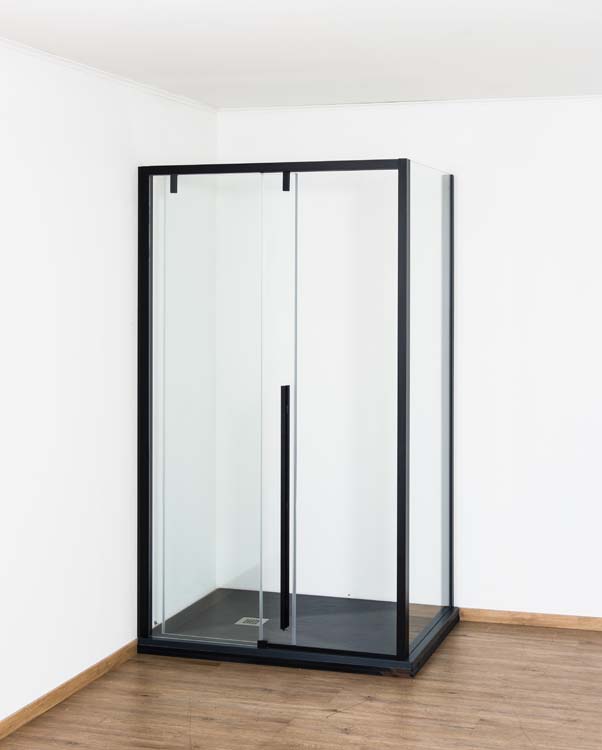 Douchewand Ulrich zwart profiel 88-90x200cm