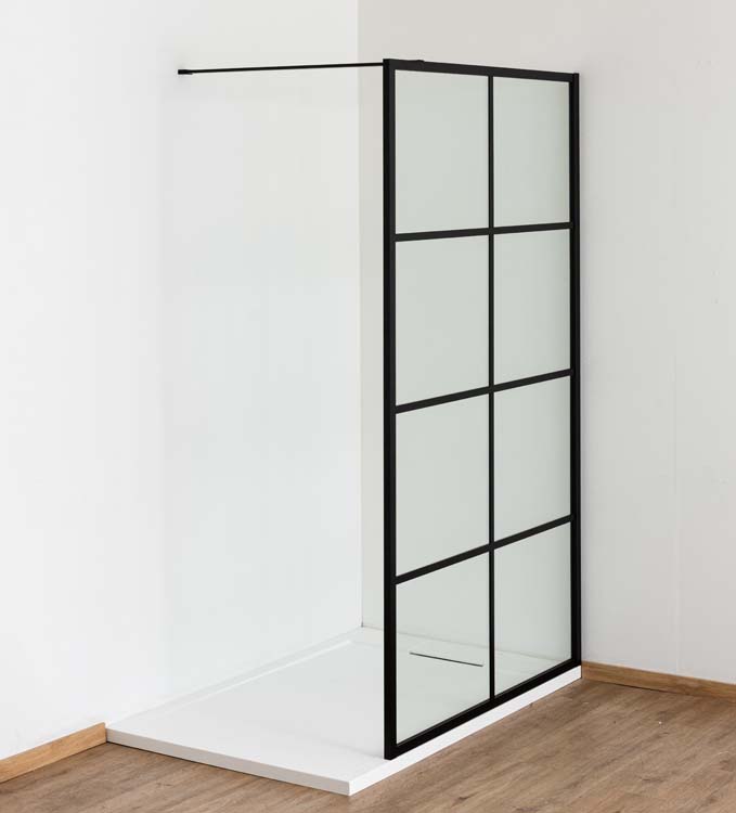 Paroi de douche Uma profile noire 90x200cm avec barre