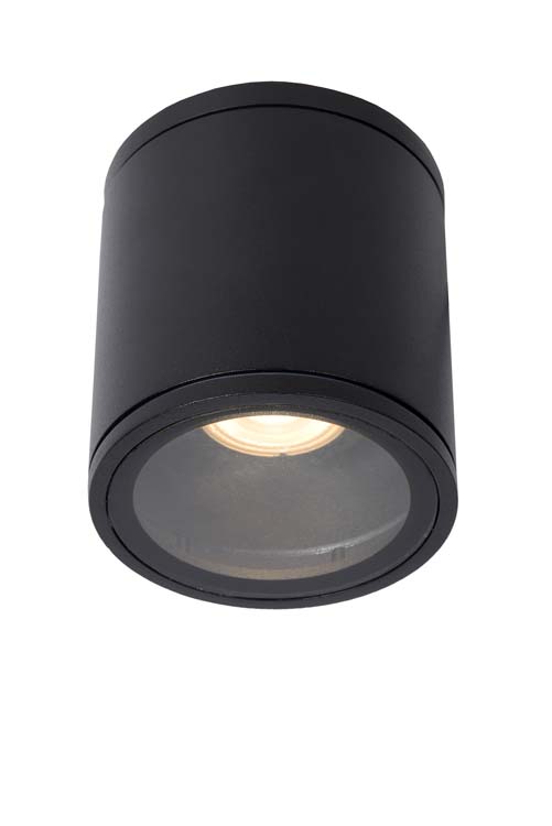 Plafonnier salle de bain - noir - rond - GU10 - 50W - IP65