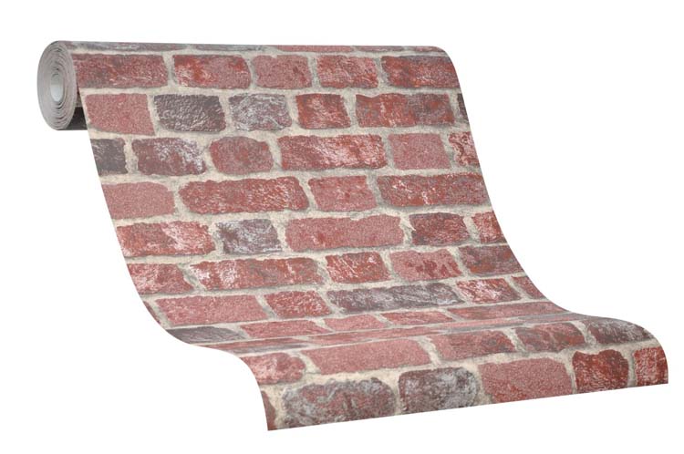Vinyl op vliesbehang baksteen rood 0,53x10m
