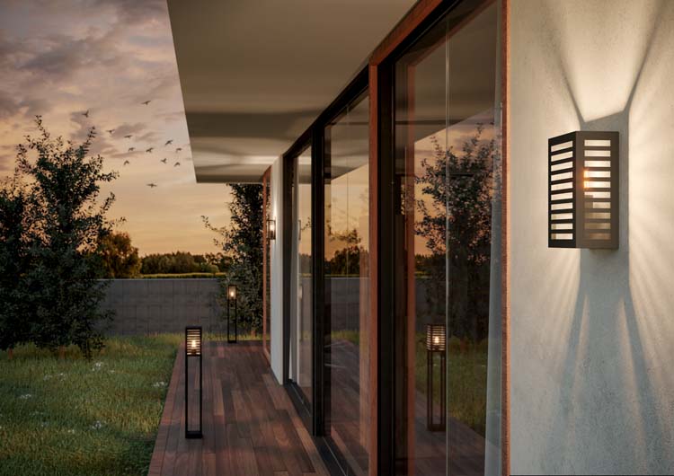 Wandlamp - zwart - 14x14x26cm - E27 - 1x60W