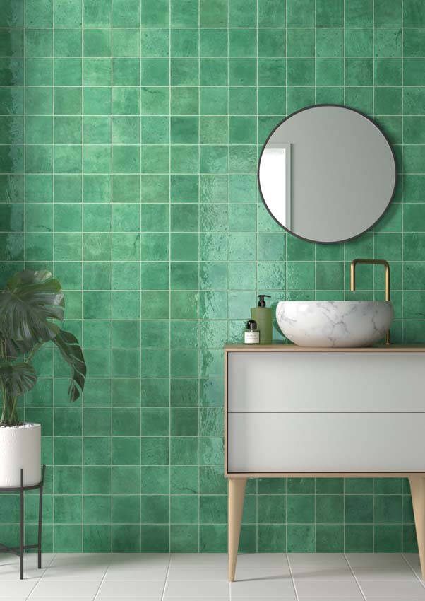 Wandtegel Tropical Green glanzend 10x10cm