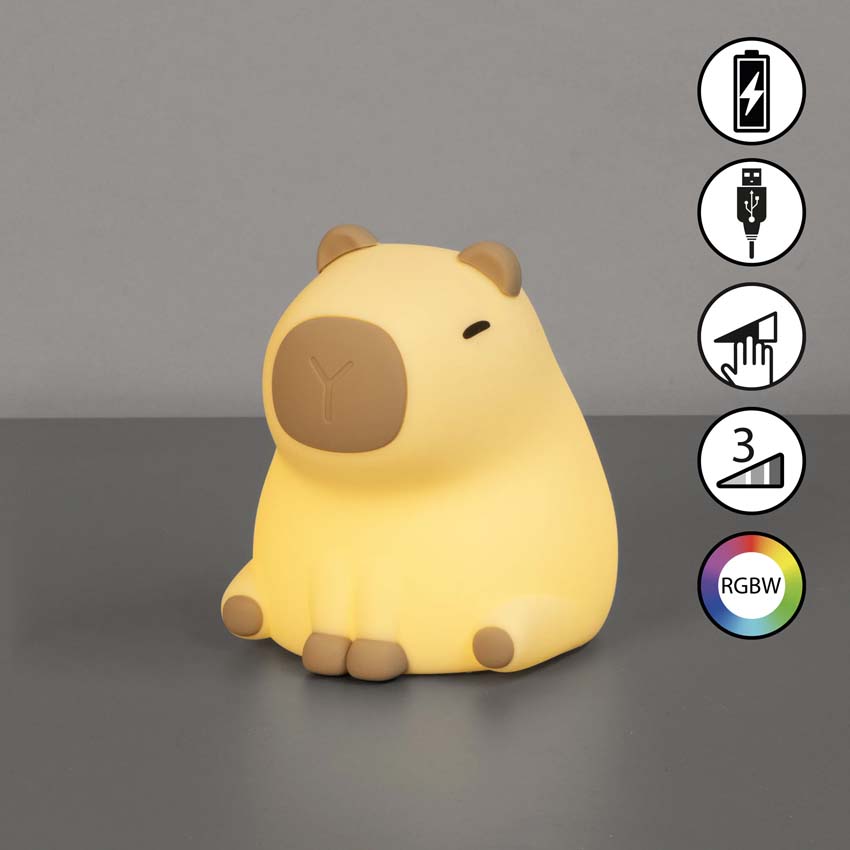 Tafellamp Capibara - Wit - B10cm - Dimbaar - LED - 1x0,5W - RGB 3000K - met batterij en timer