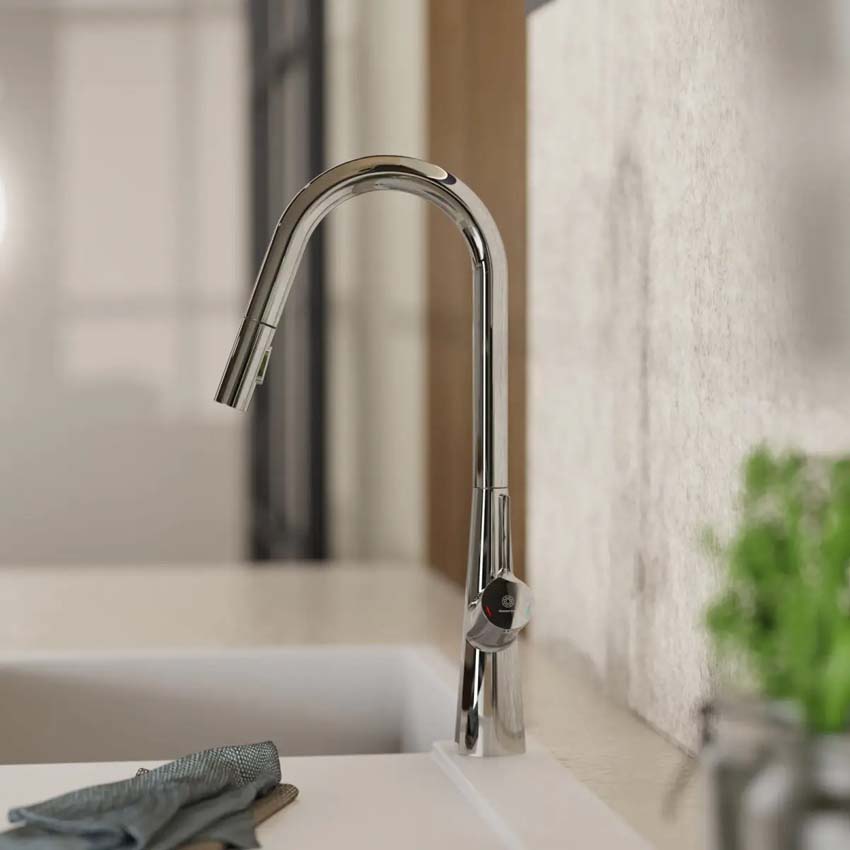 Robinet de cuisine Wasserwerk WK 9 Curve chrome avec bec extractible