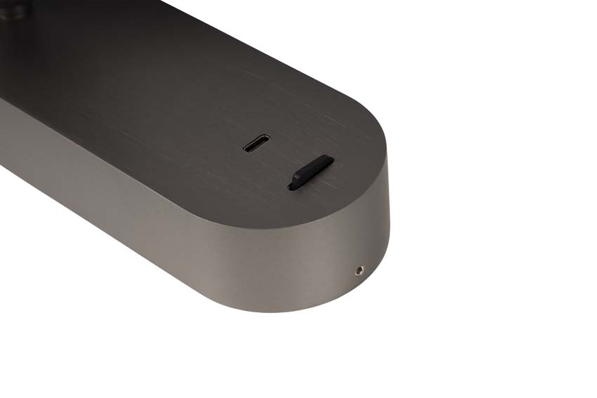 Lucide Premium Montana - Applique murale - LED - CCT - 1x6,3W 2700K/4000K - Avec port USB - Café