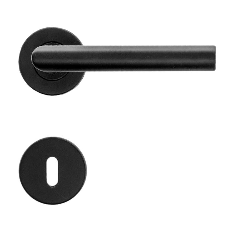 Poignée de porte pro  belluno 19mm class 3 noir rosace barbe