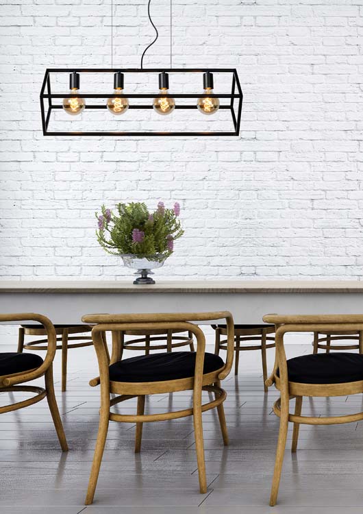 Suspension - noir - 161cm - 4xE27 - 60W