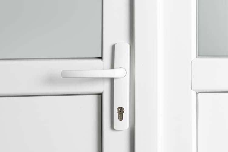 Buitendeur dubbel halfglas PVC mat glas wit 1800x2100mm linkstrekkend