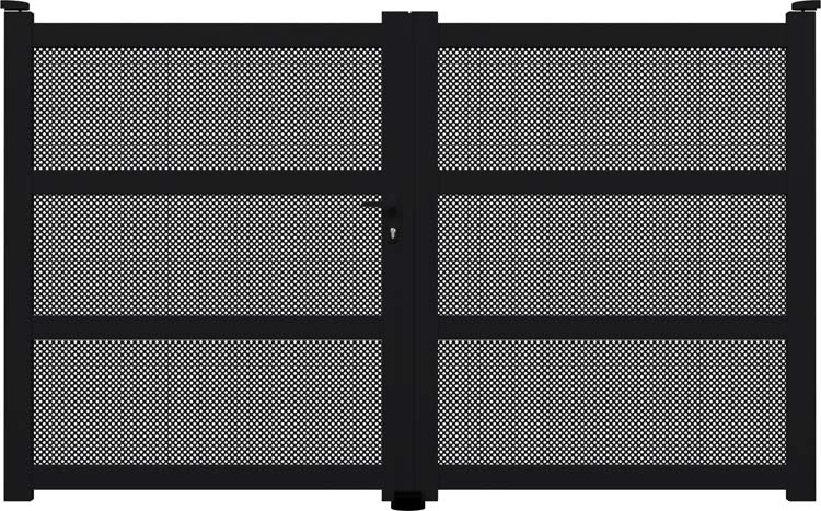 Portail double Montera aluminium noir sur mesure ouverture à gauche - motorisable