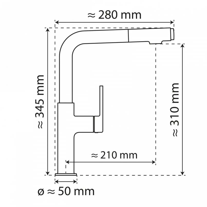 Robinet de cuisine Wasserwerk WK 11 or mat avec bec extractible