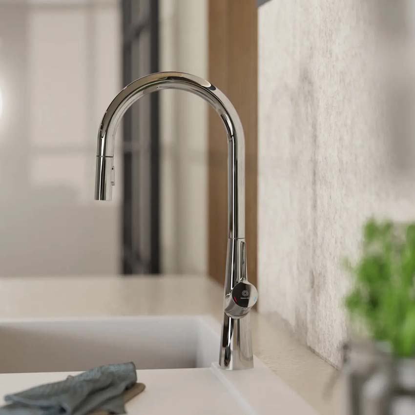Robinet de cuisine Wasserwerk WK 9 Sphere chrome avec bec extractible