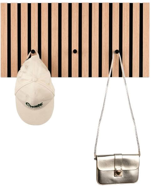 Kapstok eik naturel 60x30x7cm 3 haken