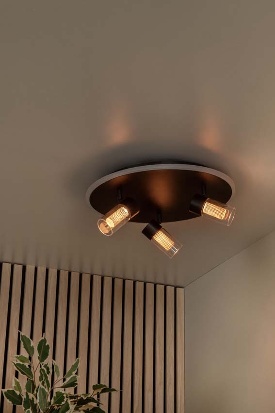 Lucide Essential Everina - Plafonnier - Ø40cm - LED dimmable - CCT - 2200K/6500K - Noir