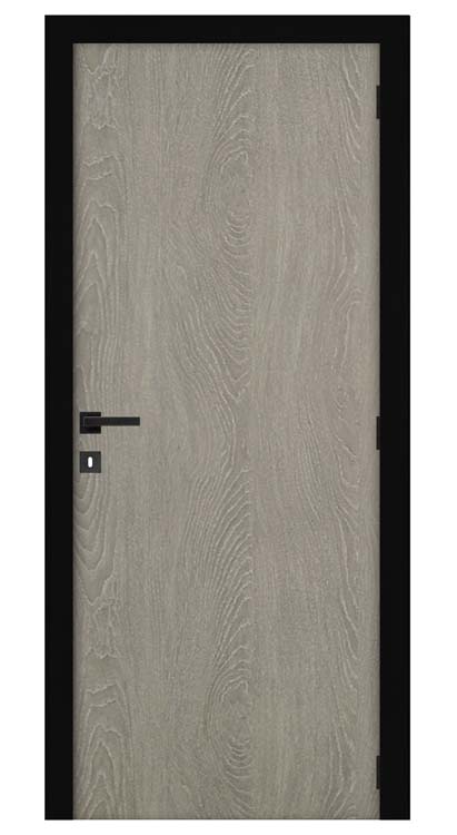 Porte intérieure complète Uran Grey Oak 201,5x83cm alvéolaire réversible + châssis noir 40cm