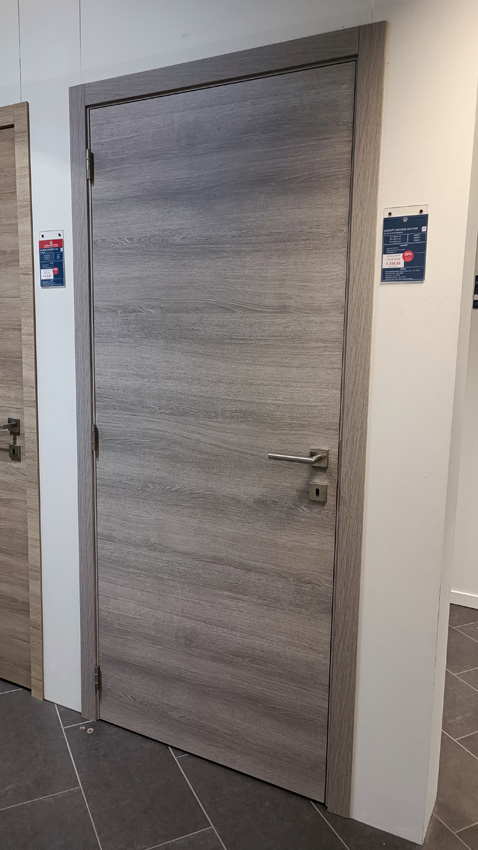 Porte intérieure complète S61 Ardenne gris 201,5x83cm tubulaire réversible + châssis 16,5cm