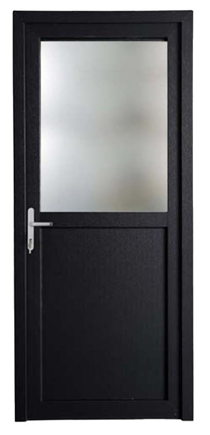 Porte extérieure semi-vitrée PVC verre mat anthracite/blanc 980x2180mm ouvrant à gauche