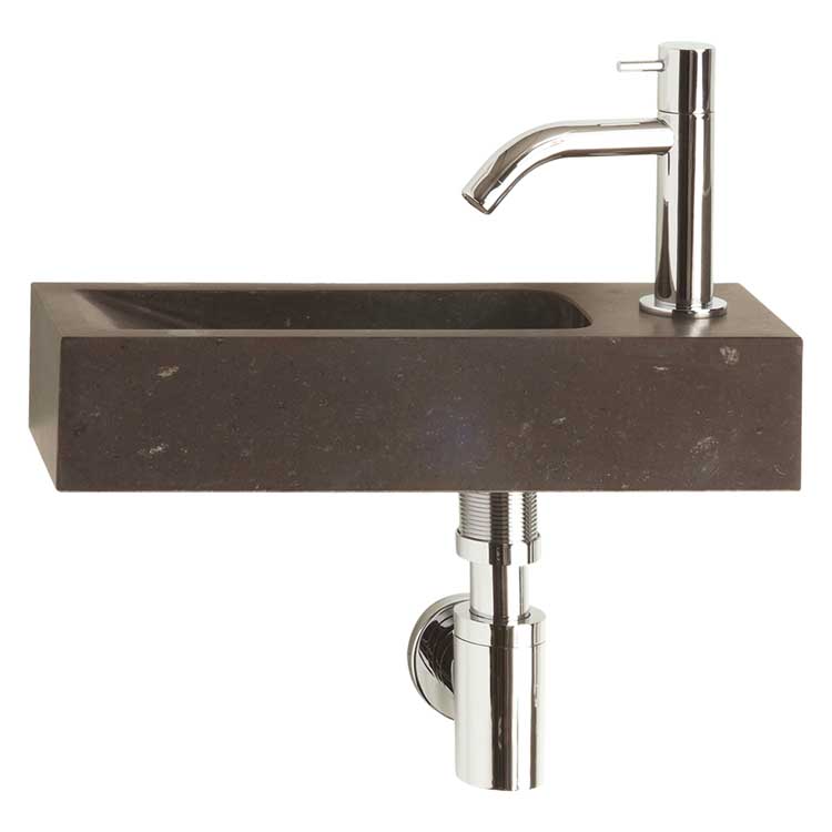 Lave-mains Lien pierre naturelle noir 8x34x14cm set complet