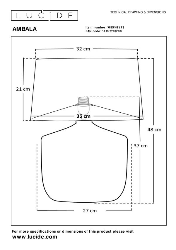 AMBALA - Lampe de table - 1xE27 - Naturel
