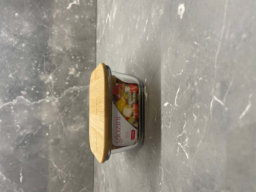 Boîte de stock en verre/bambou transparent 31cl