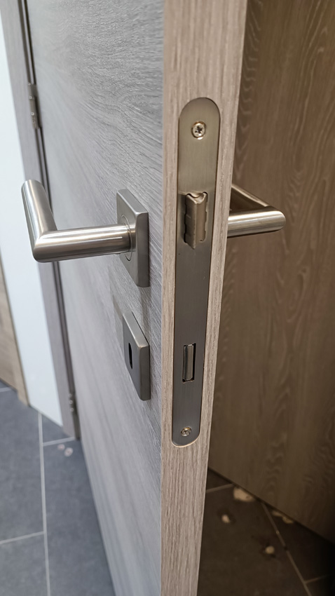 Porte intérieure complète S61 Ardenne gris 201,5x83cm tubulaire réversible + châssis 16,5cm