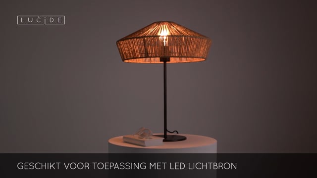 Lucide YUNKAI - Tafellamp - Ø 40 cm - 1xE27 - Licht hout