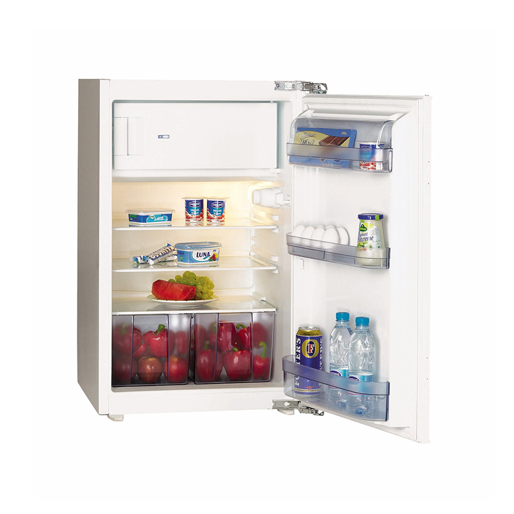 Hoekkeuken wit/eik donker 310x172cm - met toestellen - vitrokeramische kookplaat en witte wanddampkap