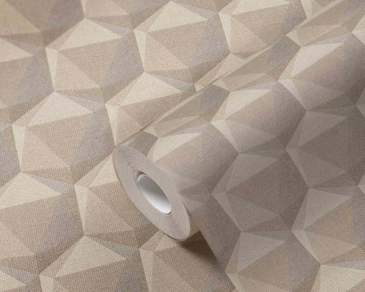 Vinyl op vlies behang 0,53x10m hexagon leem