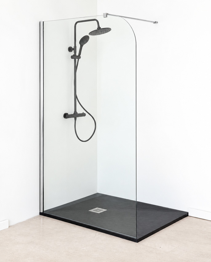 Paroi de douche à l'italienne Avery arrondie verre clair avec kit de profilés chromé 87x200cm