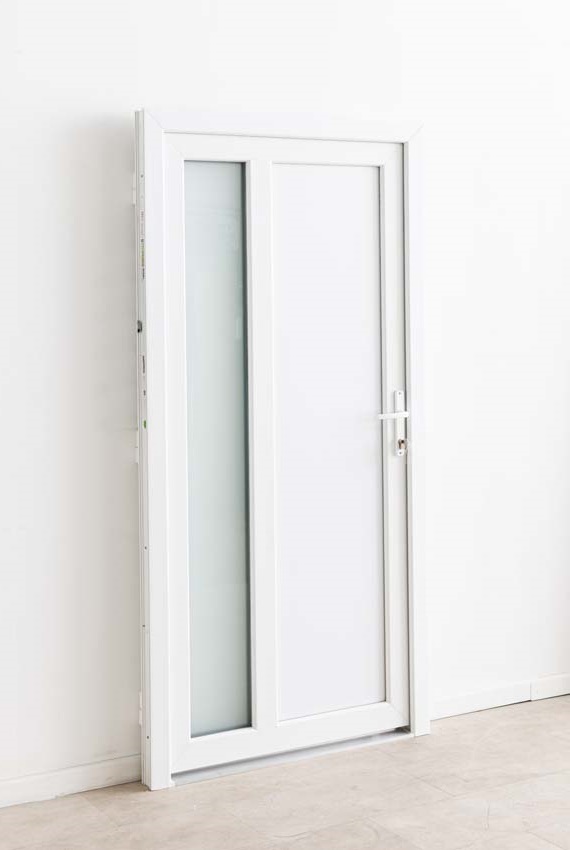 Porte extérieure Lumeo PVC vitrage mat blanc 1100x2100mm droite