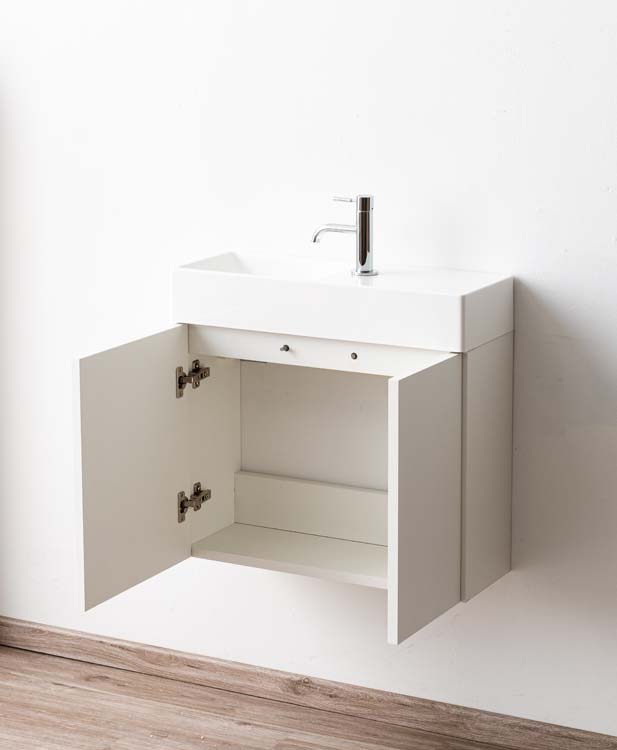Meuble de toilette Dragan blanc lavabo blanc 60x60x22cm
