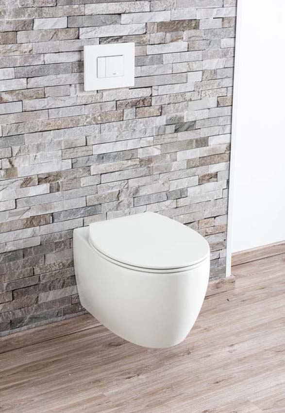 Toilette suspendue Holly sans rebord blanc mat avec siège de WC softclose