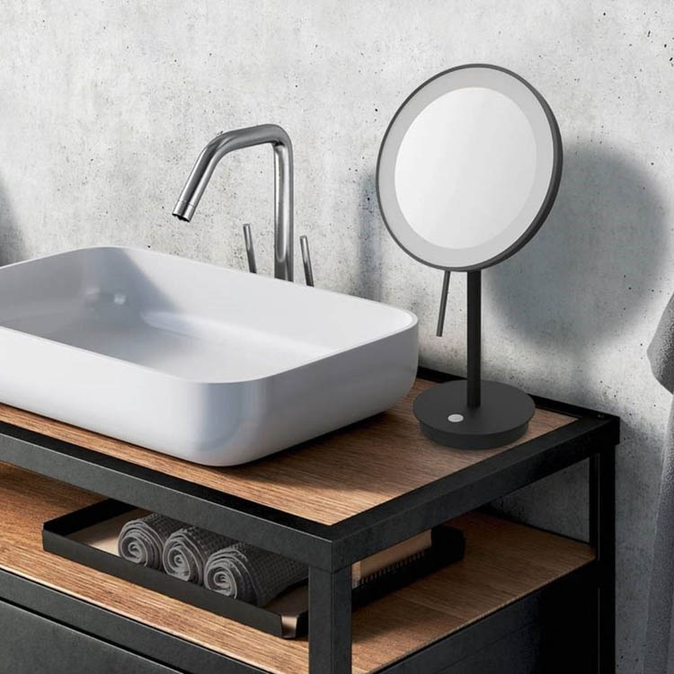 Make-up spiegel Zack Alona rond LED met vergroting en sensor zwart 37x20cm