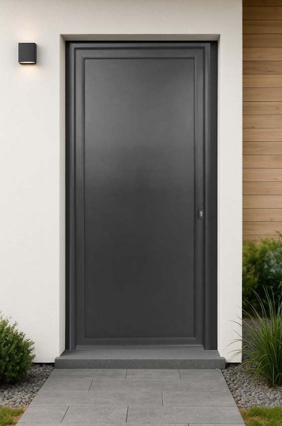 Buitendeur Tavira aluminium vlak paneel zwart 960x2180mm links duwend