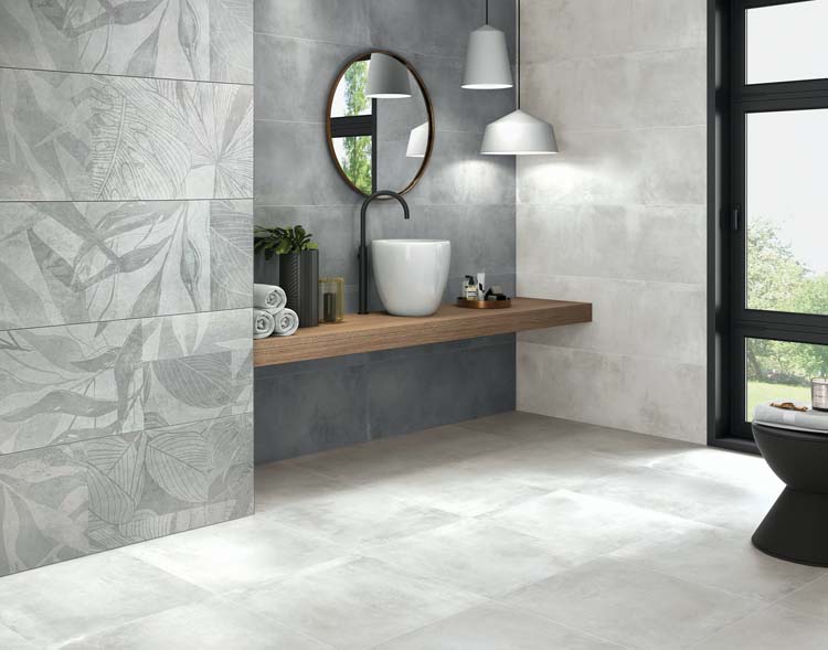 Carrelage mural Mustang Floral mat gris 40x120cm