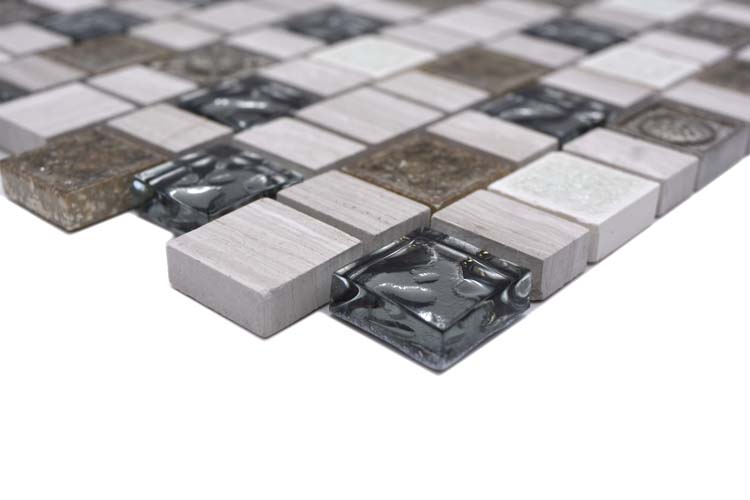 Mozaïek Crystal+ Mix hout/wit glanzend 29,8x30,4cm