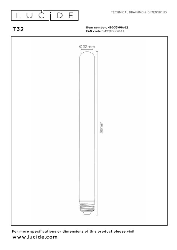 Lucide CT35 - Ampoule filament - Ø3,5cm - LED 3 niveaux dimmable (Mémoire) - E14 - 1x3W 2200K - Ambré